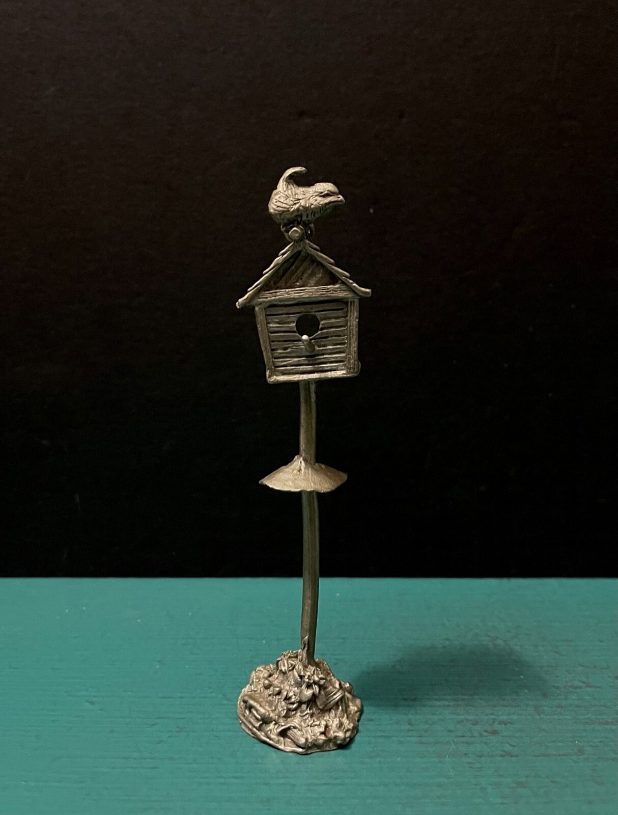 Boyd Perry Rawcliffe Pewter Birdhouse Baby Eggs Nest Wildlife Mini Art Figurine