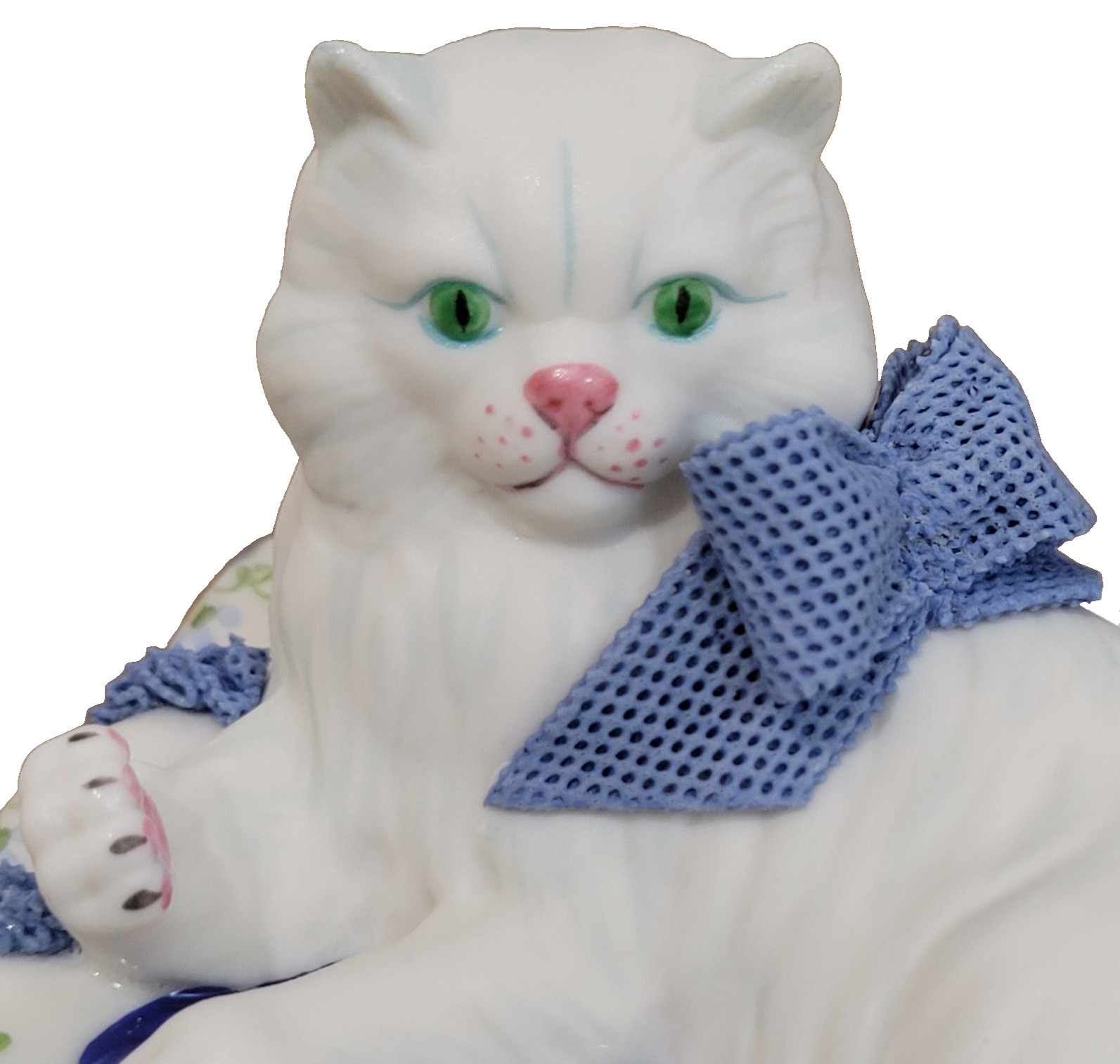 Vintage Irish Dresden Cat On A Pillow Figurine Ireland