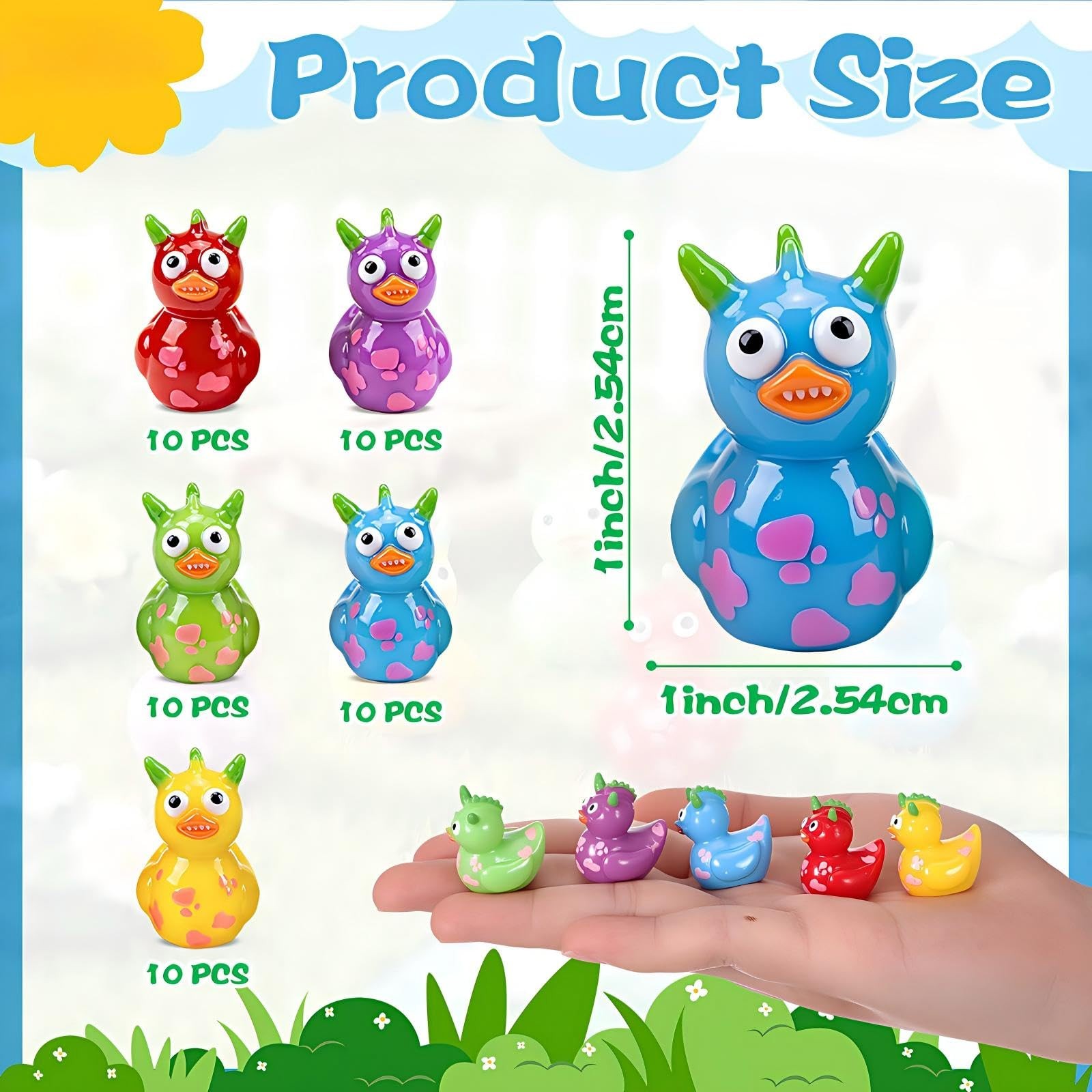 50 Pcs Mini Resin Monster Duck Tiny Resin Animals Miniature Duck Figures Bulk…