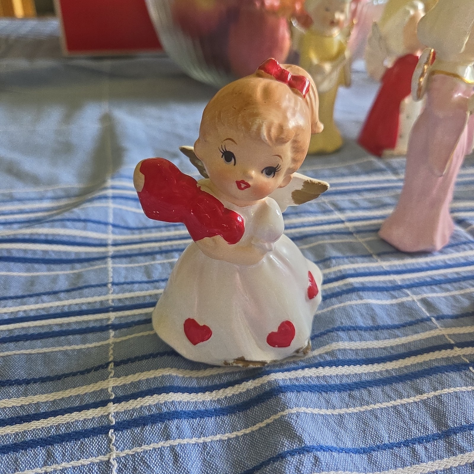Lefton Painted Porcelain Angel Figurine with Hearts Valentine’s Day 7699 Sticker