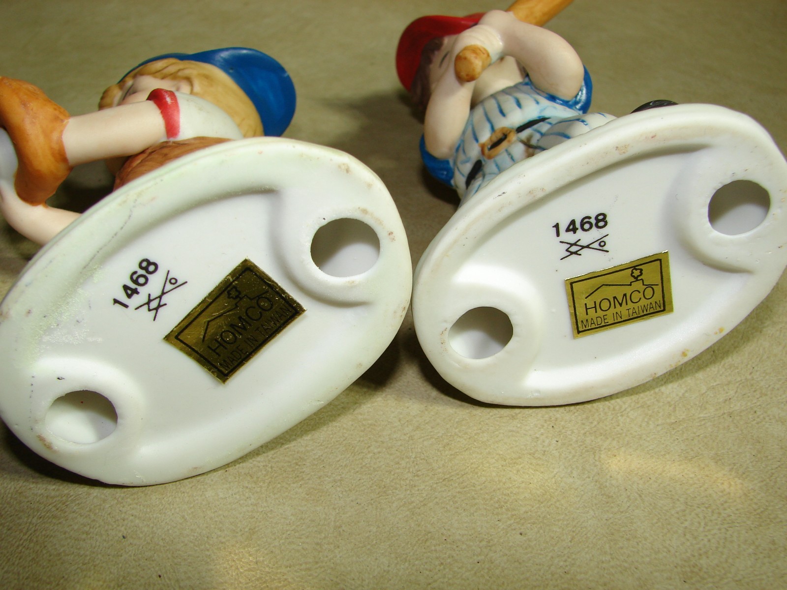 Vintage Homco 1468 Baseball Boys Figurines Batter & Catcher Set Home Interiors