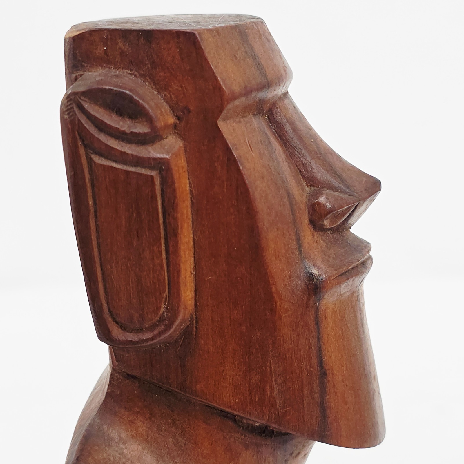 VTG Hand Carved Wooden Moai Style Figure 6.6” Easter Island Inspired