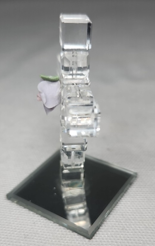 Vintage Miniature CROSS Figurine with Pastel Porcelain Flower – 2″ x 1/2″
