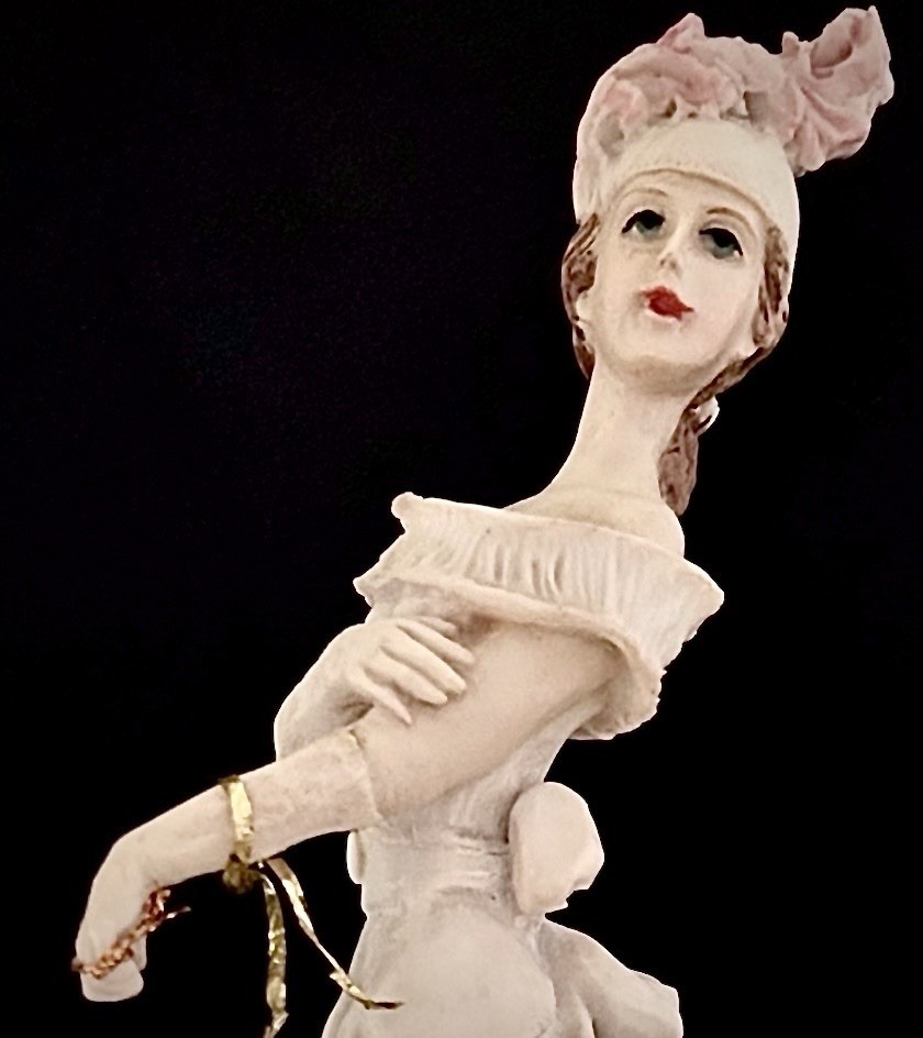 8” ELEGANT La Verona Gibson Lady & Borzoi Russian Sighthound Dog W/ Wood Base