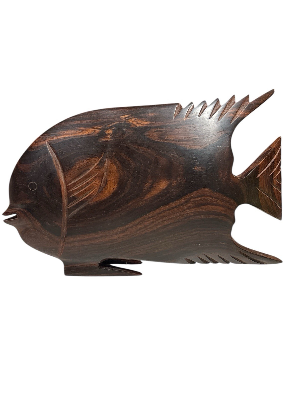Dark Wooden Fish Decorative Nautical Freestanding. 10.25” L X 6.5” Tall