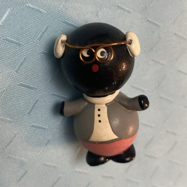 Brushart Marbles Man with Glasses Black Gray Pink Adorable Handmade in Chile