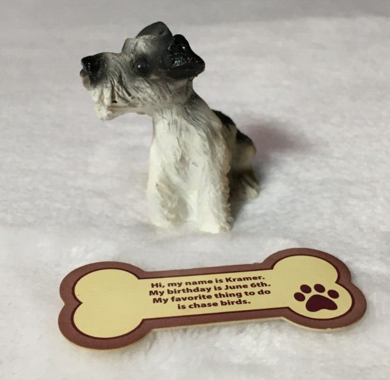 Vintage Sitting Schnauzer Dog Mini Resin Figurine 1.25 x 1.75″ Tall