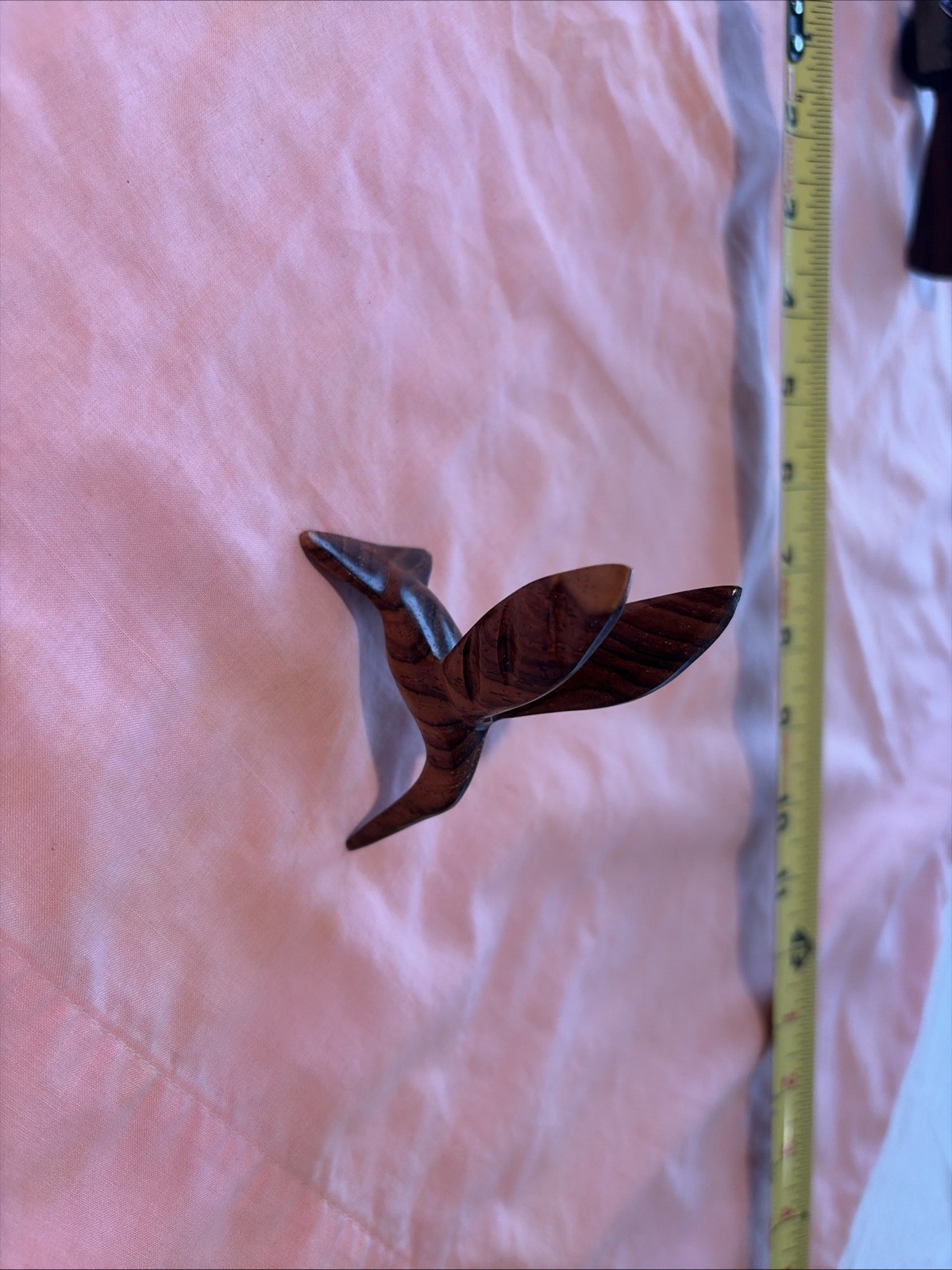 Vtg. 1970’s Hand Carved Wooden Bird Sculpture Deep Rich Wood Grain