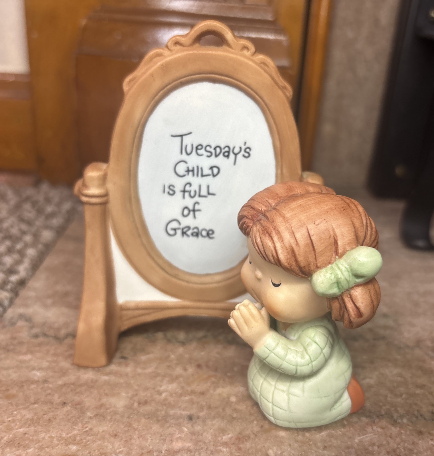 1983 Enesco Tuesday’s Child Is Full Of Grace – Dear God Kids Ceramic Figurine