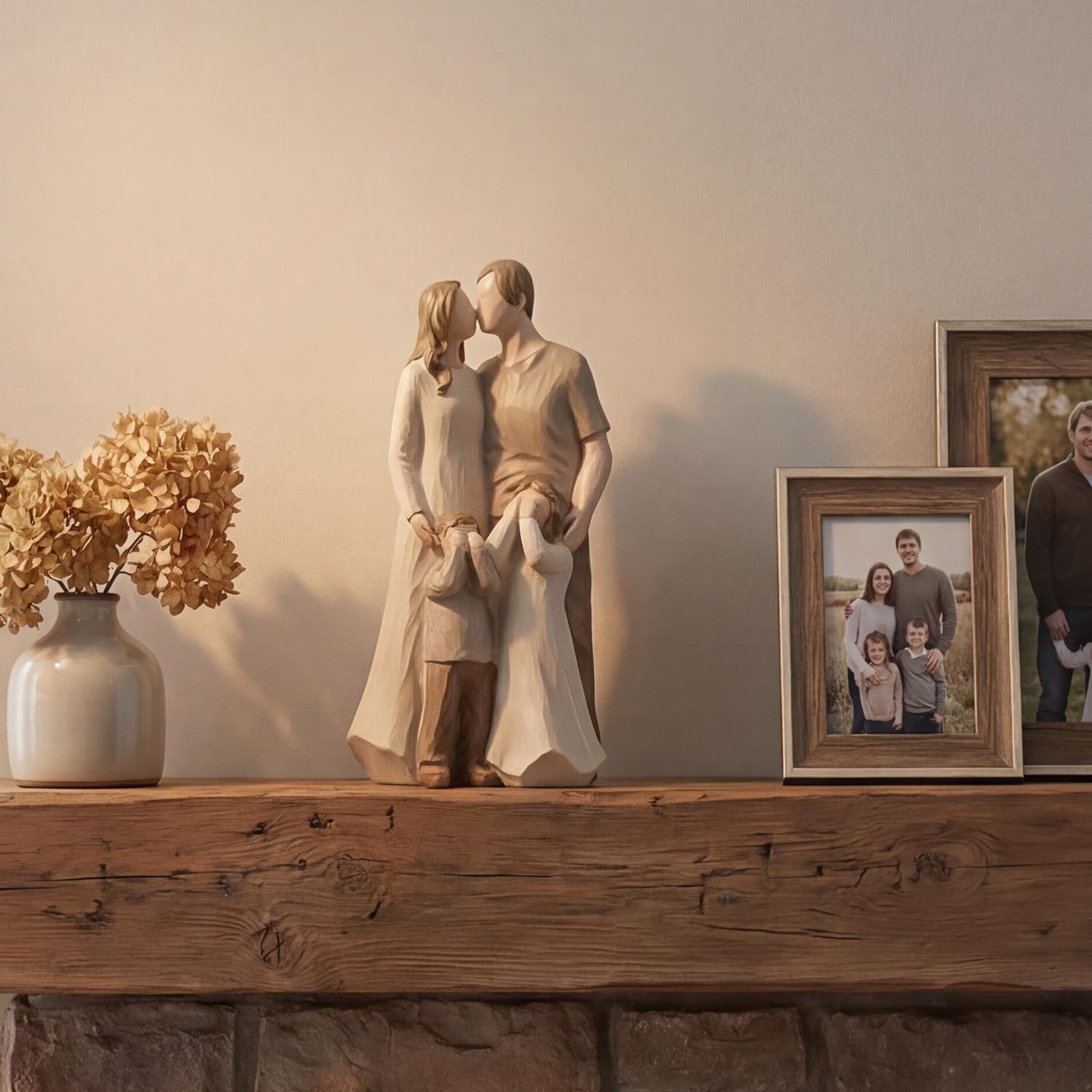 Sweet Family Figurine Parent Children Statue White Decorative Home Accent Decor