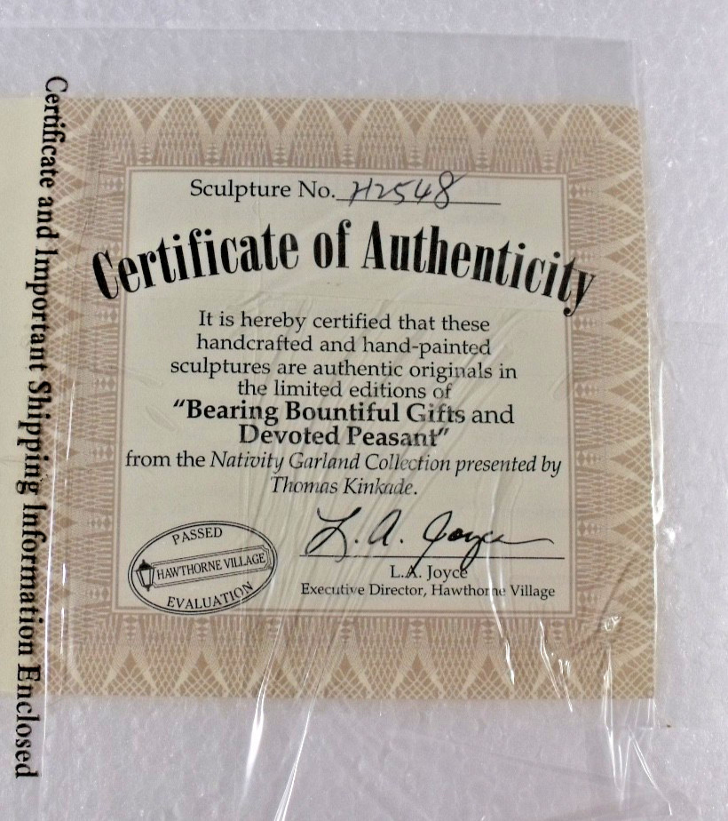 Kinkade Hawthorne Village Nativity BEARING GIFTS & DEVOTED PEASANT NIB COA