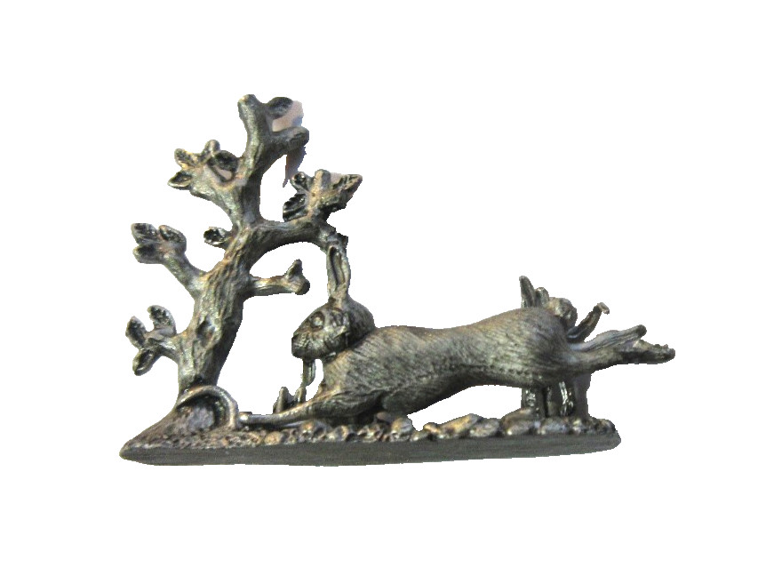 Vintage Pewter Miniature: Woodlands Hare Rabbit 1 3/4 inches long