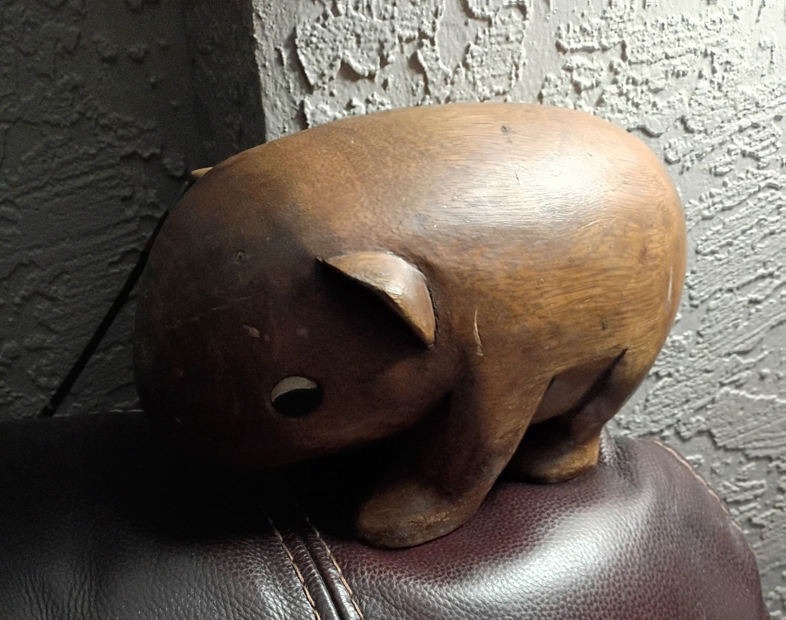 Vintage Heavy Carved Wooden Wombat Made in Thailand