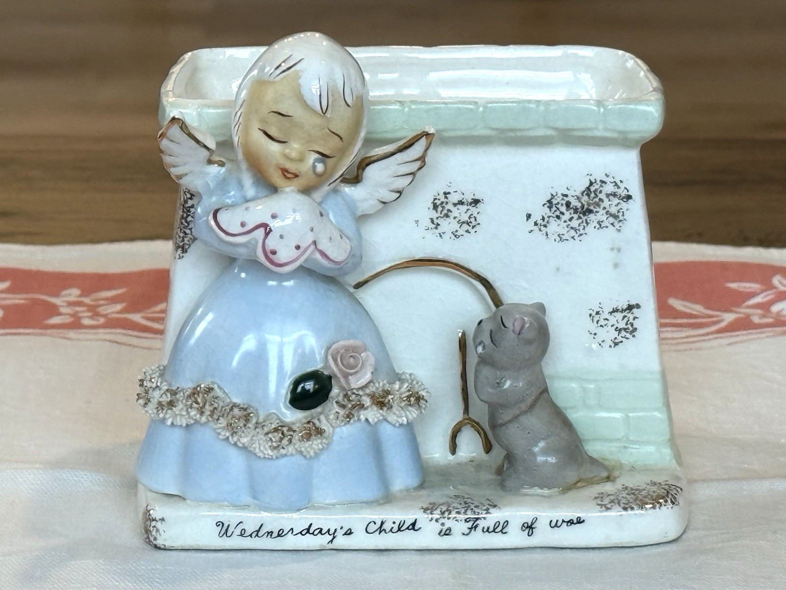 VTG Napco Wednesday’s Child Angel Planter Figurine Days Of The Week S557C Japan