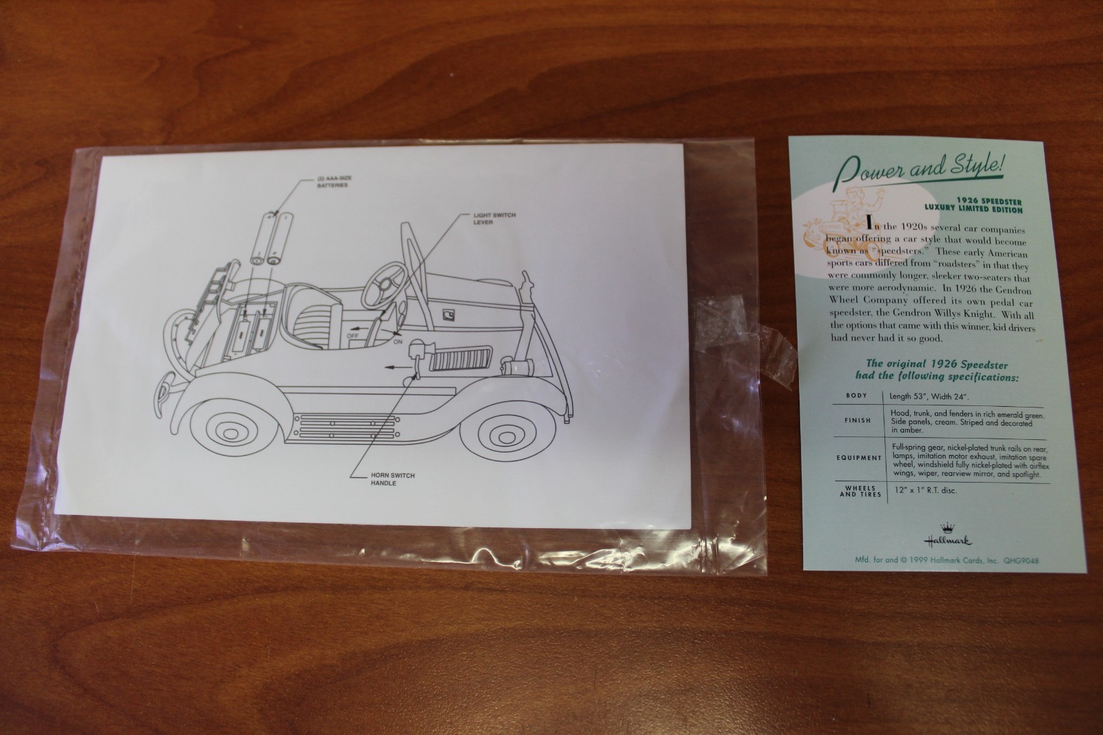 Hallmark Kiddie Car Classics 1926 Speedster Limited Edition QHG9048 W/ Box COA