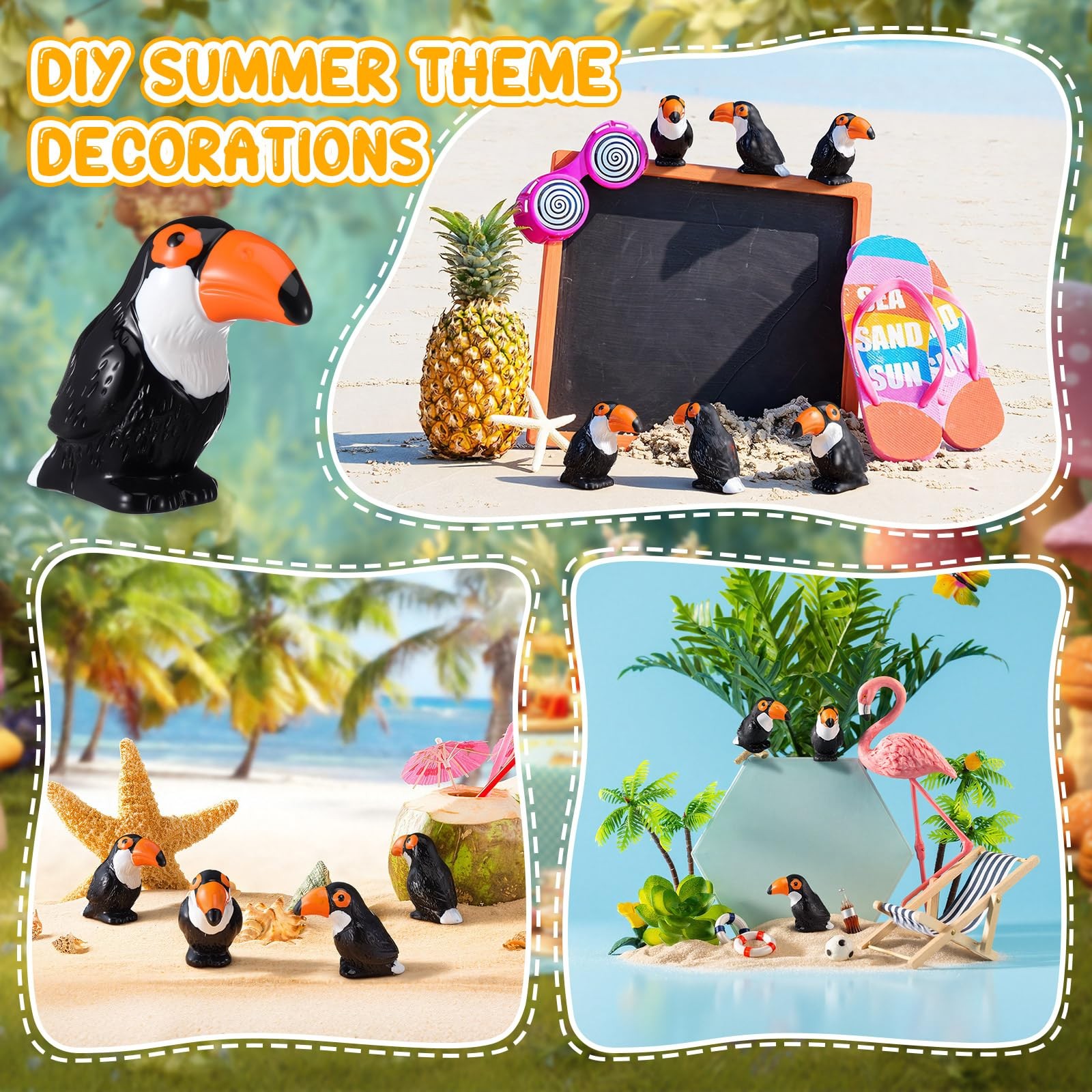 24 Pcs Miniature Tropical Parrot Figurines Resin Parrot Statue Tiny Bird Figu…