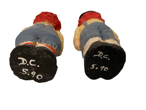 Raggedy Ann & Raggedy Andy Faceless Americana 3″ Composite Figurines Vtg 1990