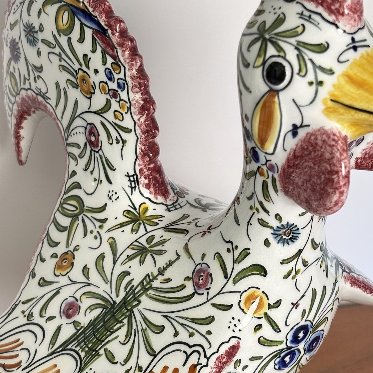 Portuguese Barcelos Lucky Rooster Hand Painted Folk Art 12” Signed