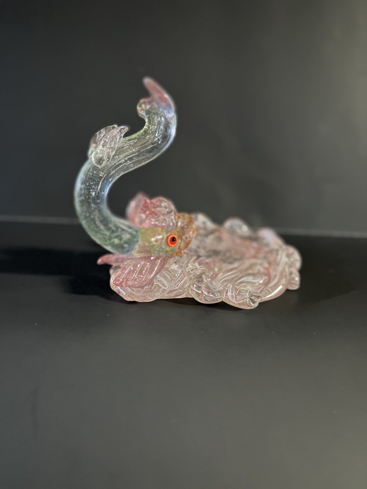 ZBS Czech Bohemian Art Glass Stanislav Halama Koi Fish Figurine Bowl Sculpture