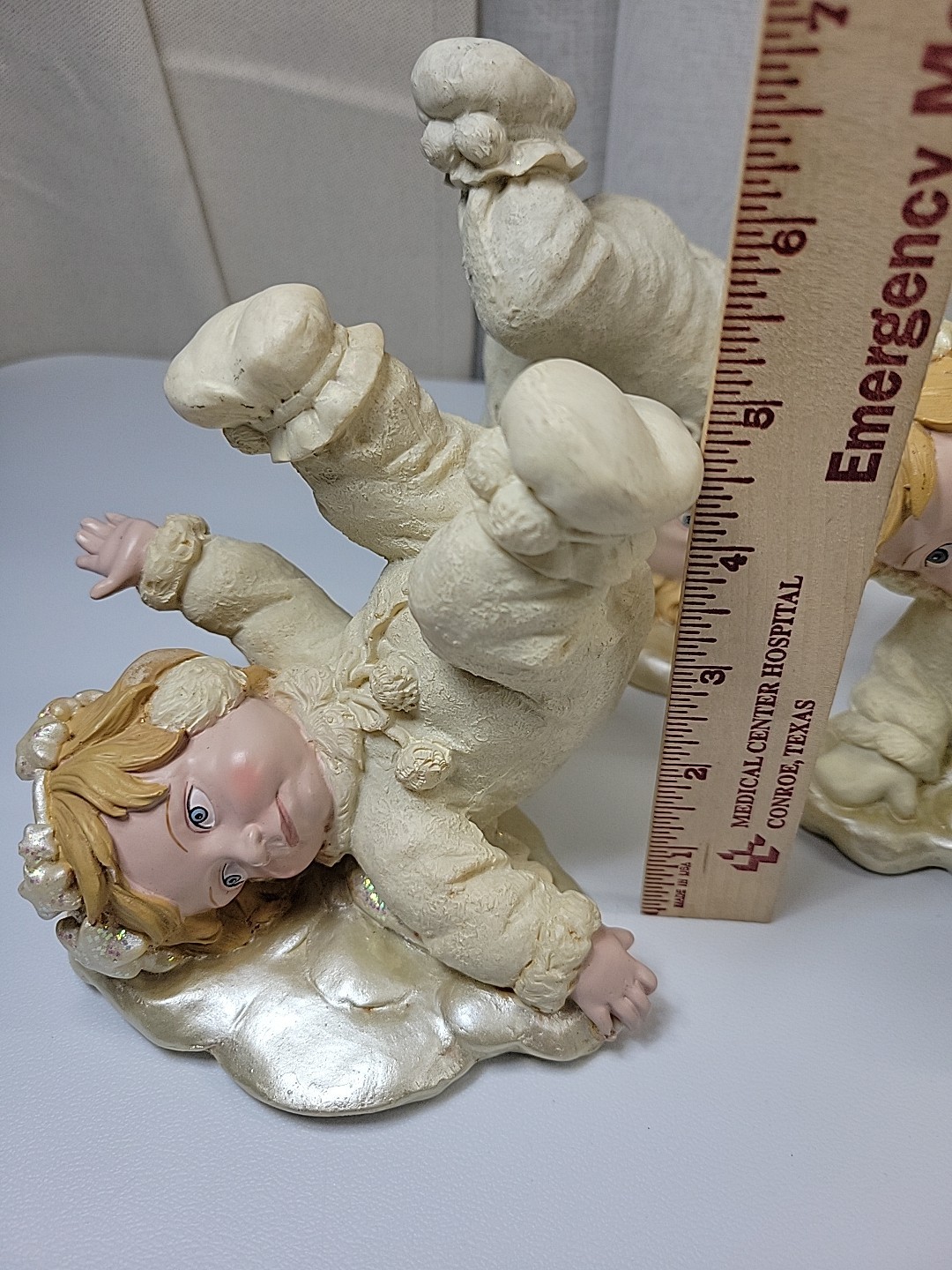 VTG 3 Tumbling Toddler Kids Angels Cherubs In Pajamas Slippers Resin Figurines