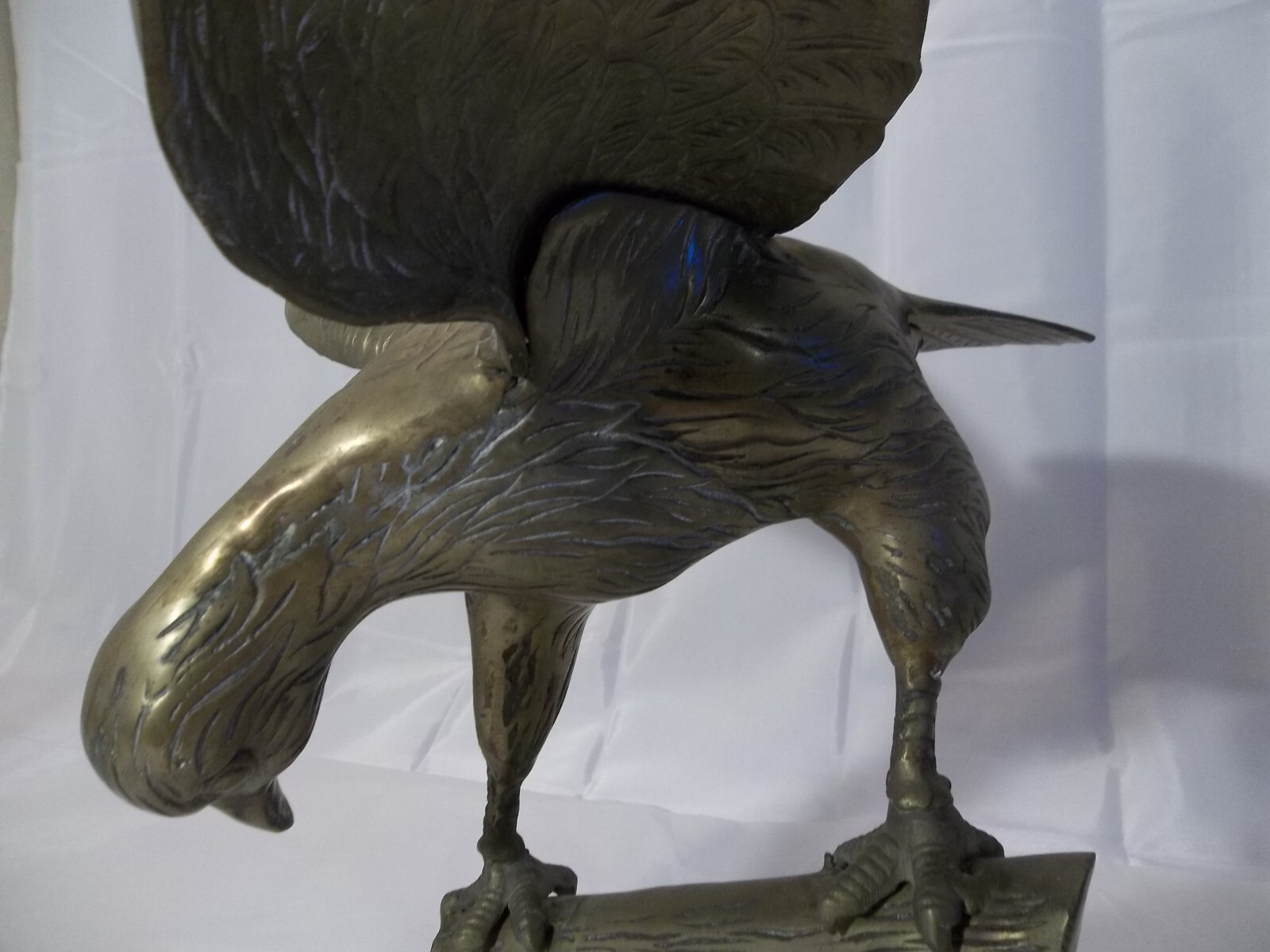 Vtg 22″ Huge Solid Brass Eagle Statue Perched Branch Takeoff 8 lb. High Detail