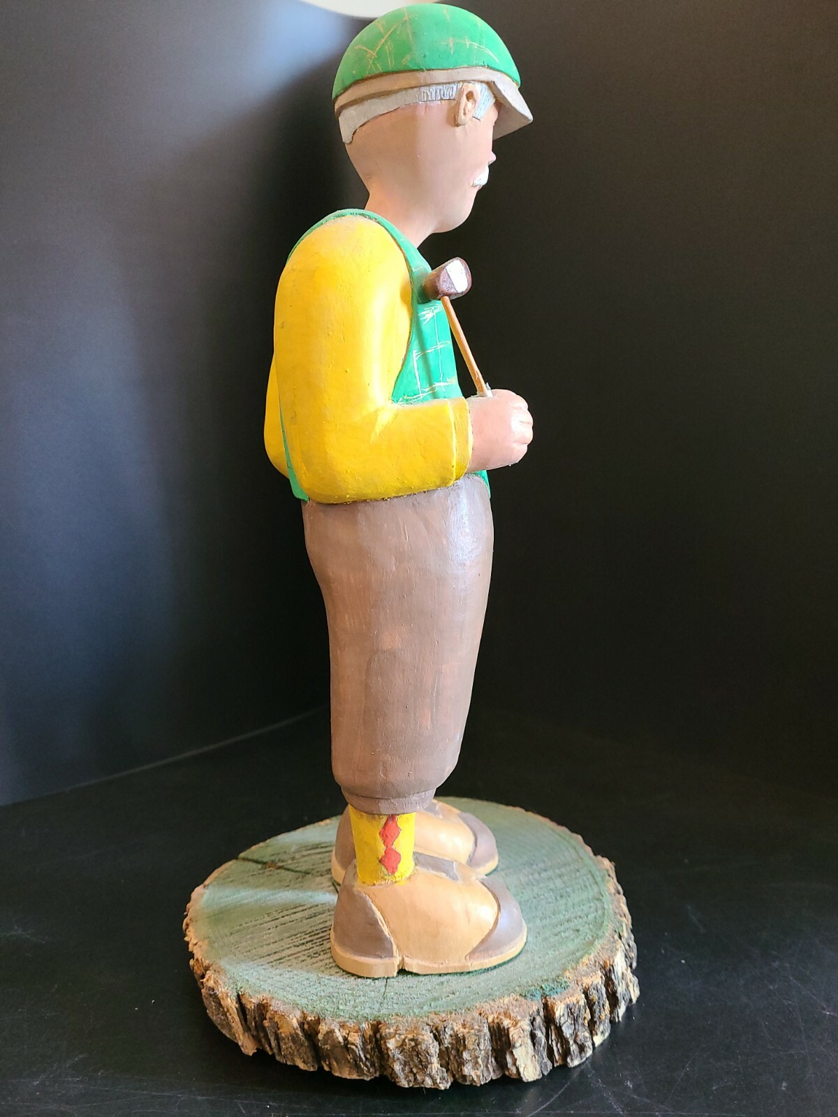 Wood Carved Grandpa Golfer 11 inches tall.