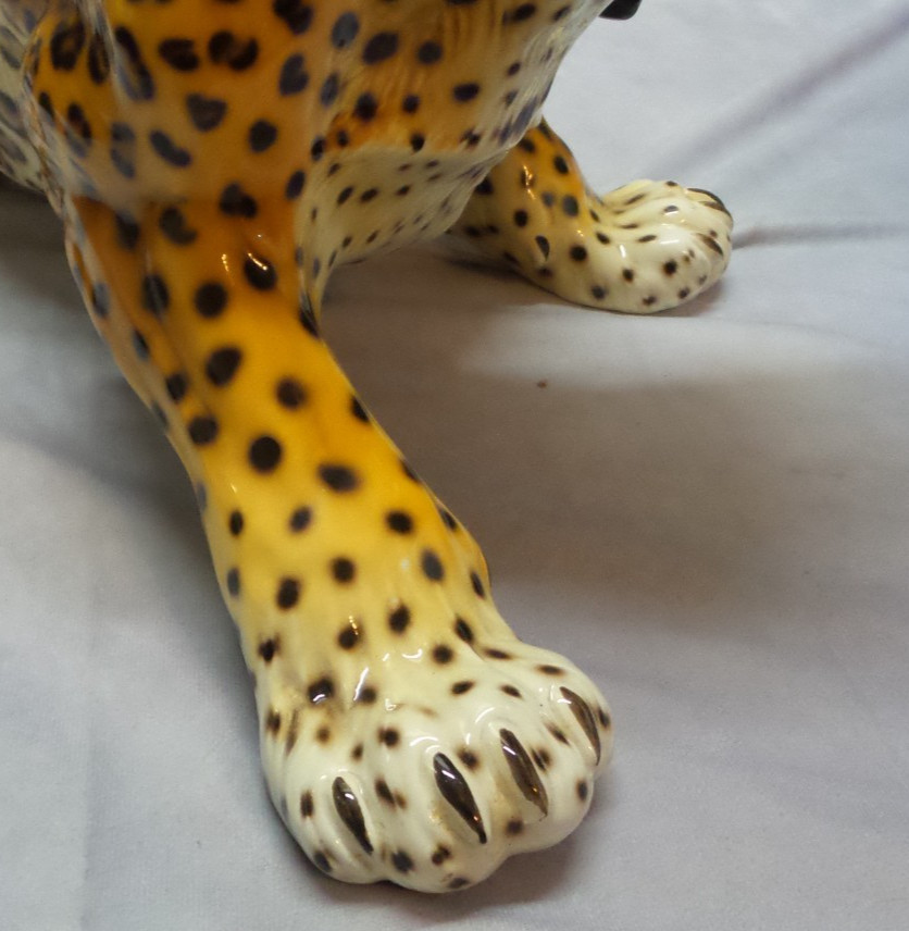 GIOVANNI RONZAN Porcelain Leopard Figurine 20″ Italy MCM – READ DESCRIPTION