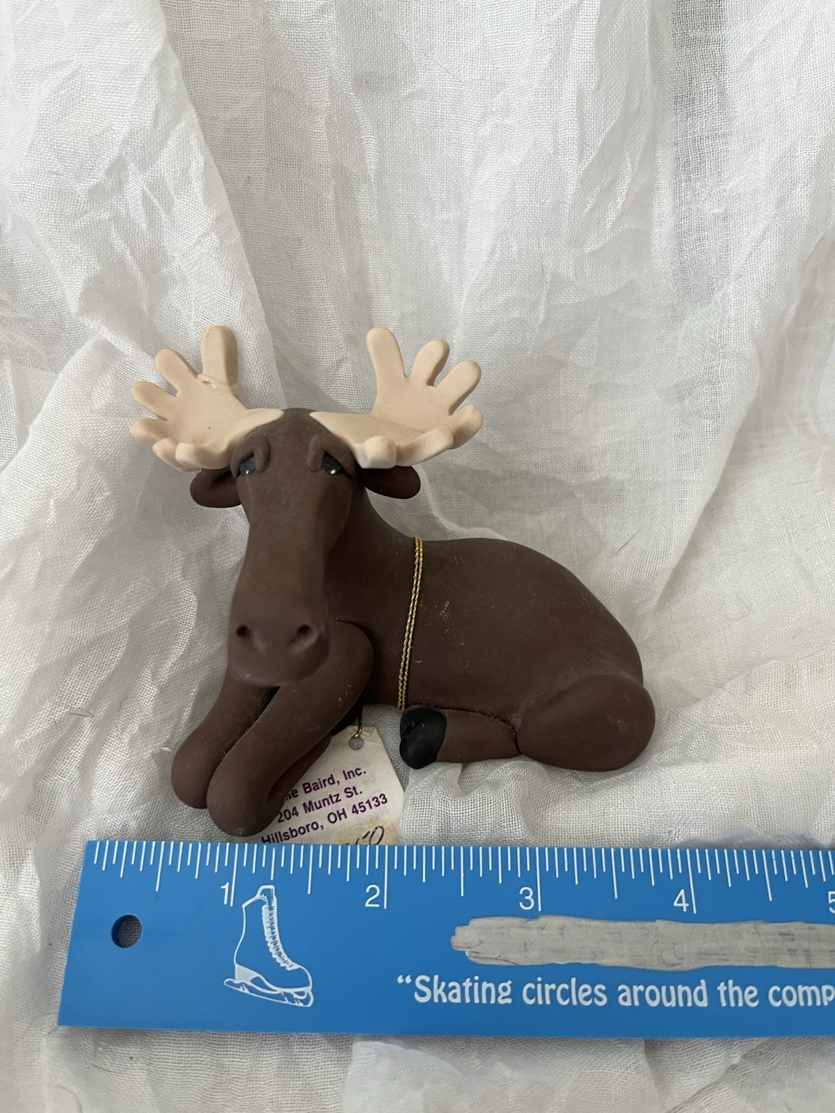Cecile Baird Sculpted Clay MOOSE Figurine with Tag #450