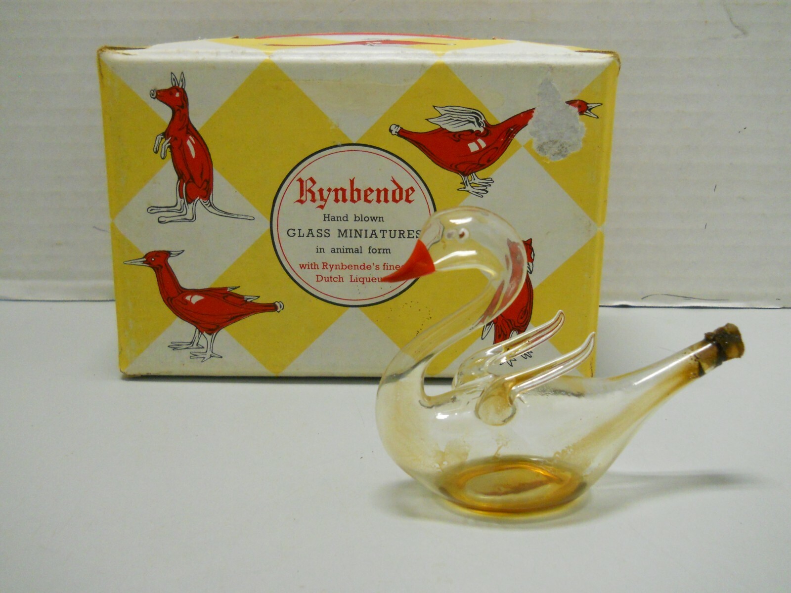 Rynbende Hand Blown Glass Animal Swan Figurine Decanter Box EMPTY #1