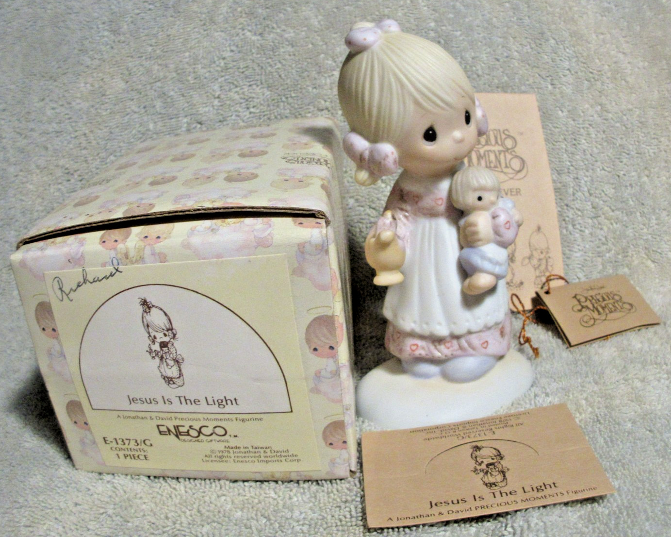 Precious Moments E-1373/G Jesus Is The Light 1978 Porcelain Figurine