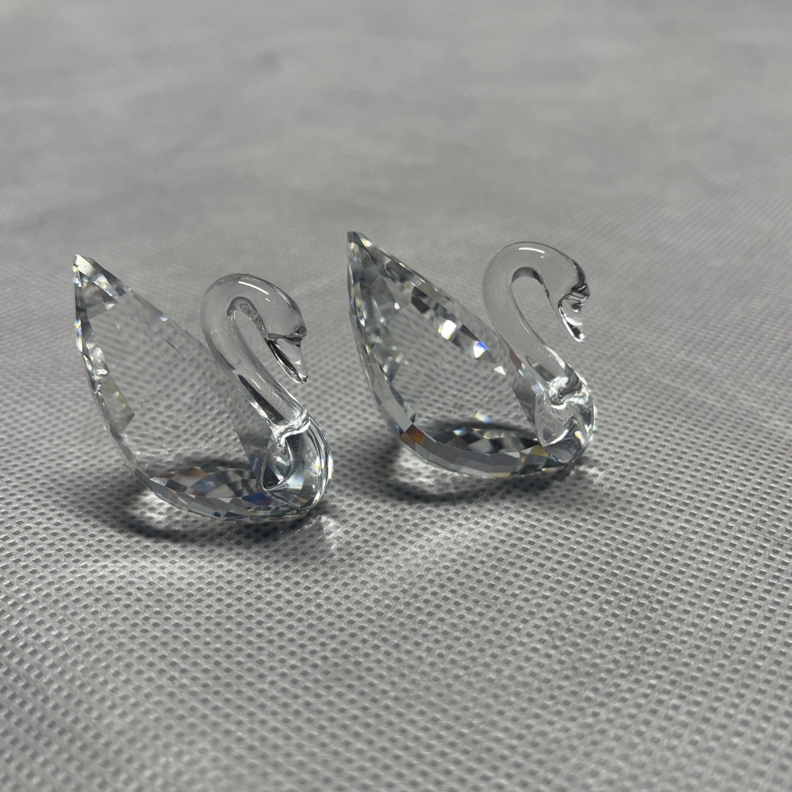 2 Mini Swarovski Crystal Swan Figurine Trinket Window Prisms Freestanding