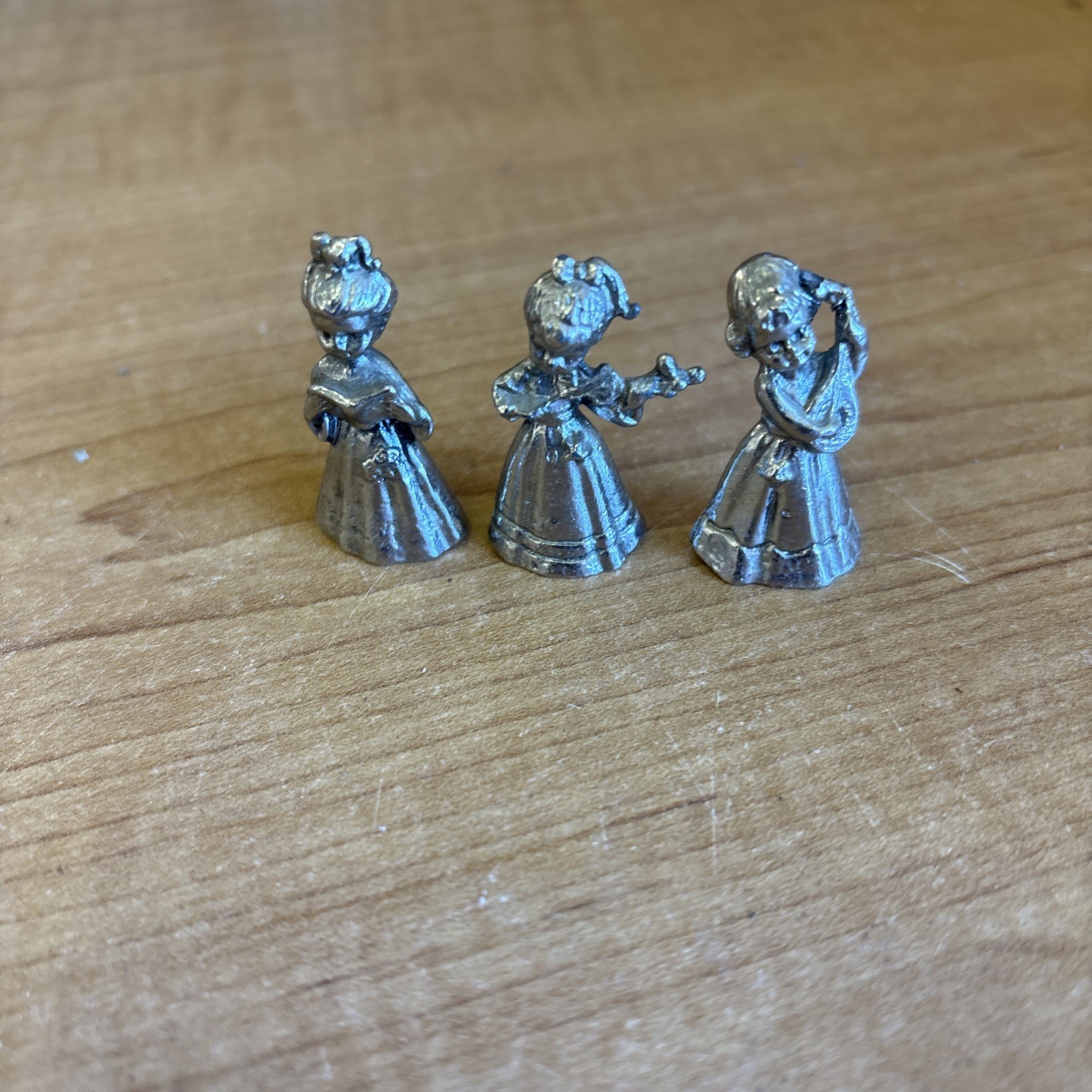 Vintage Mini Miniature Pewter Girls Musicians Playing Instruments Singing 💕