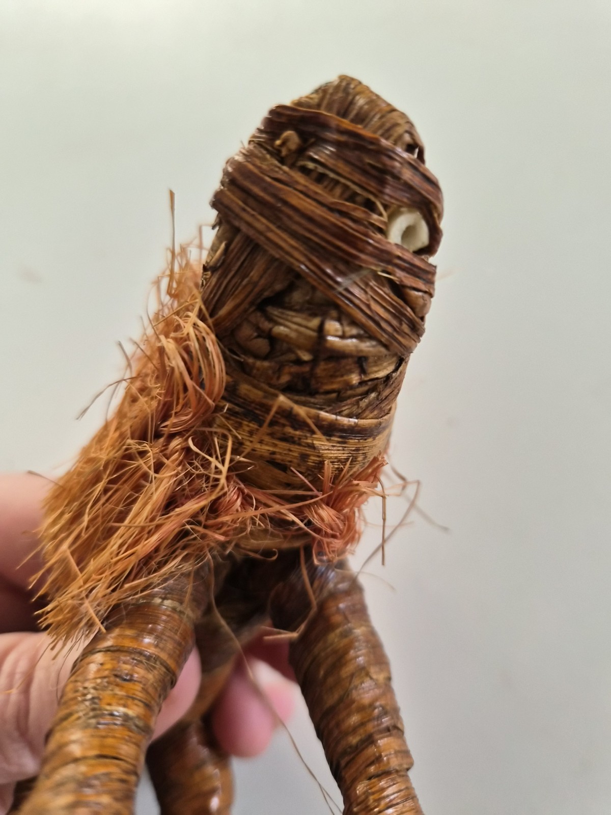 Handmade Plant Fiber Lion Figurine, Natural Finish Brown/Orange Animal Decor