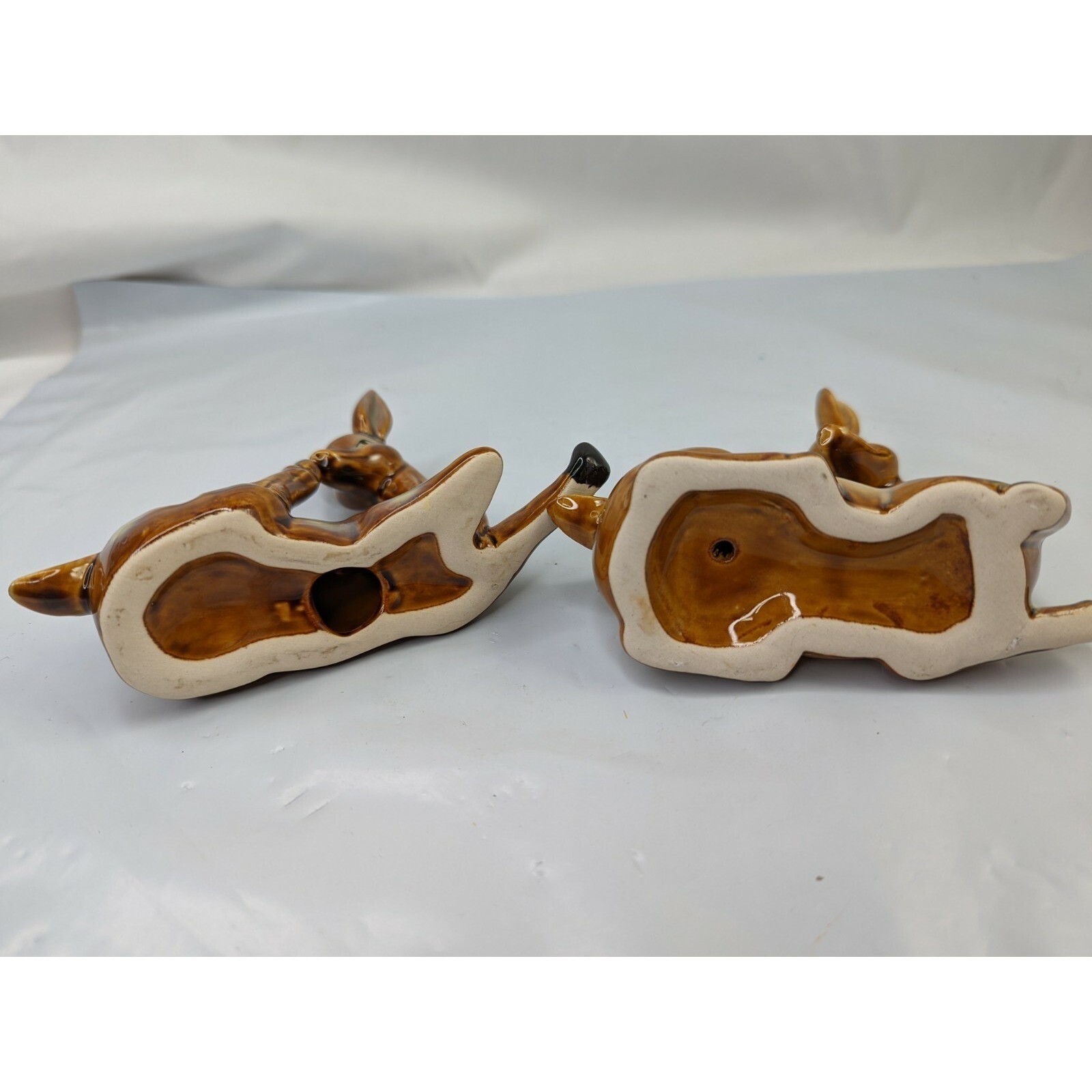 Ceramic Deer Figures Lot Brown 4 Inch
