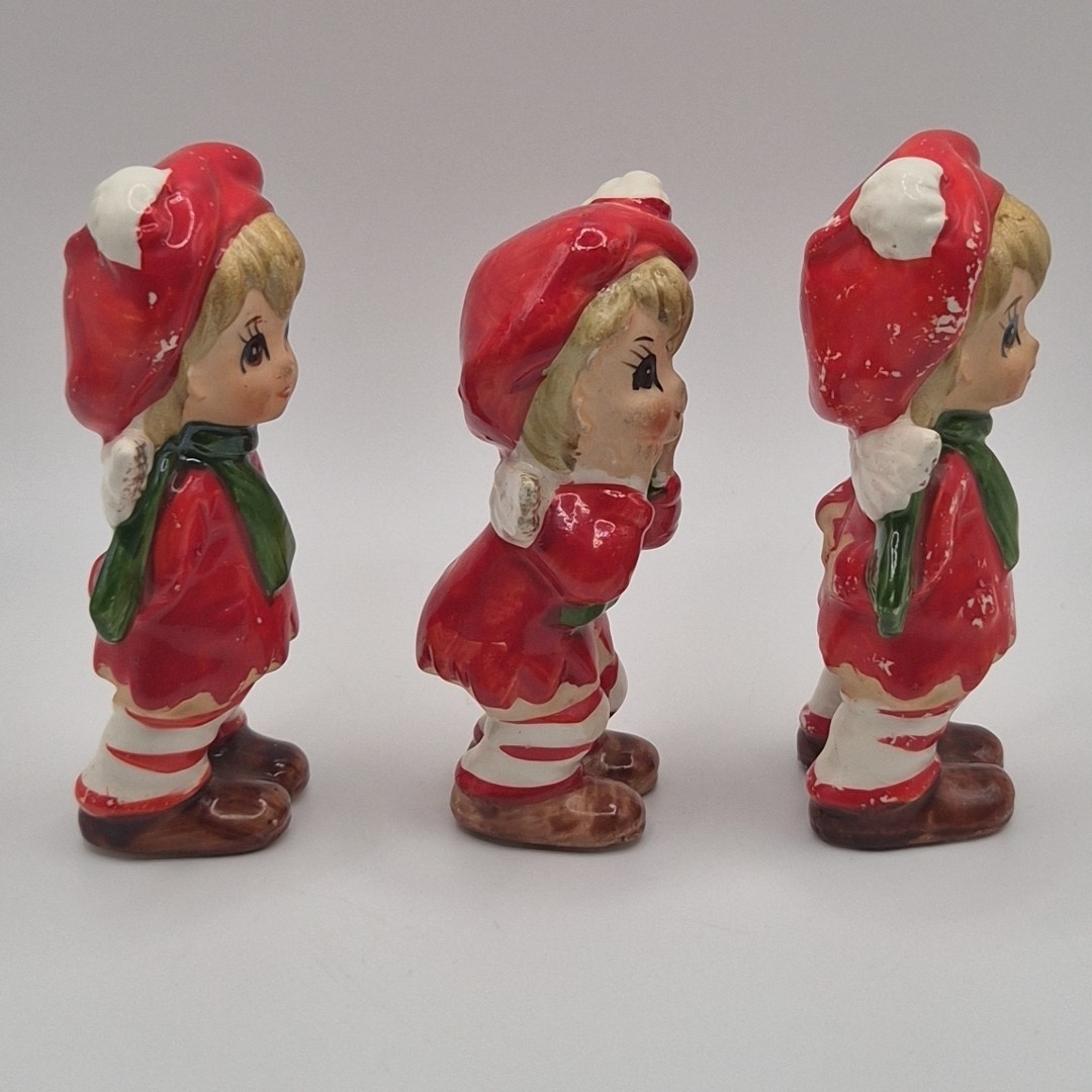 VTG 50s Lefton Christmas Candy Cane Kitschy Pixie Kid Child Angel Glitter Wings