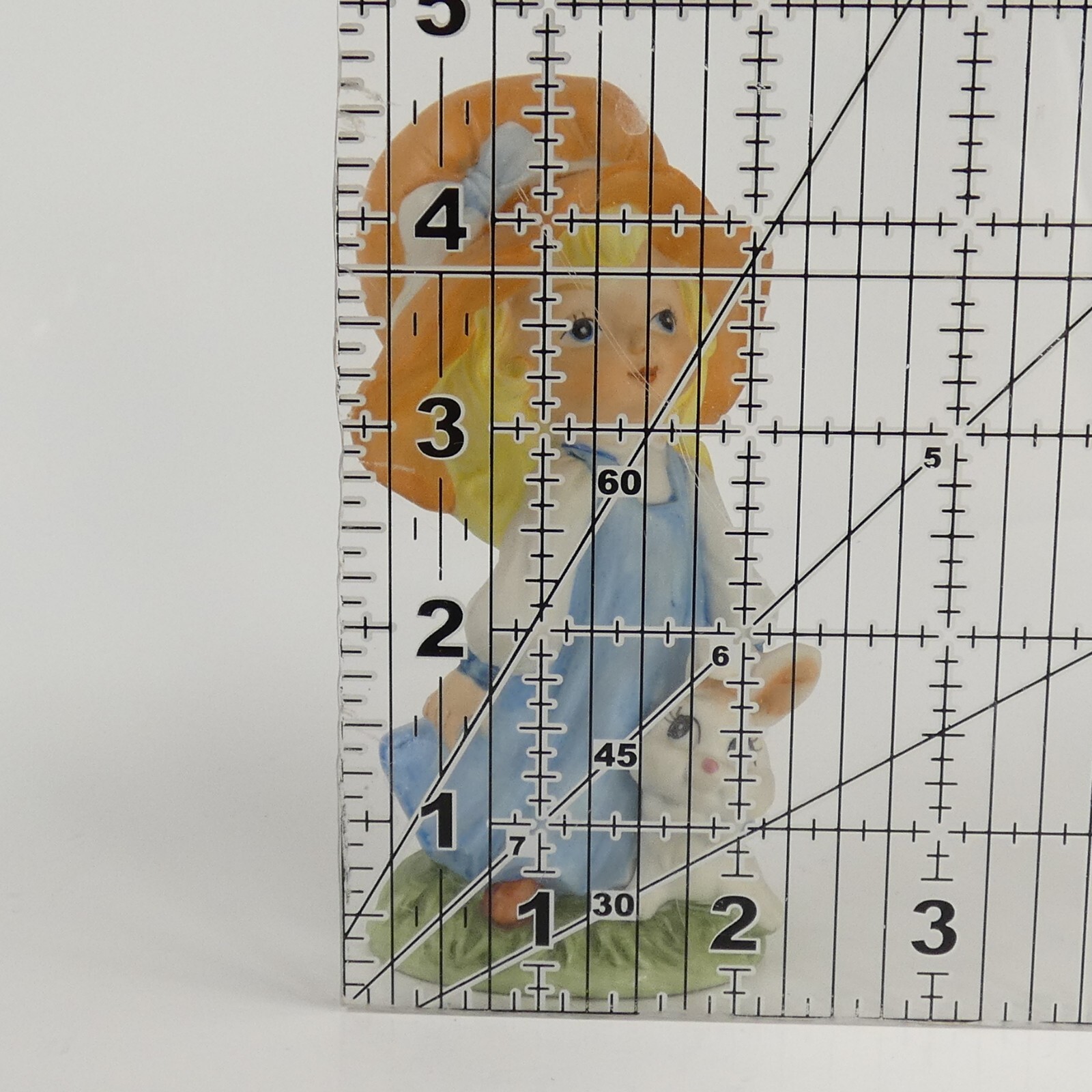 Vintage 70s adorable bonnet girl figurine with bunny unmarked WPJM2