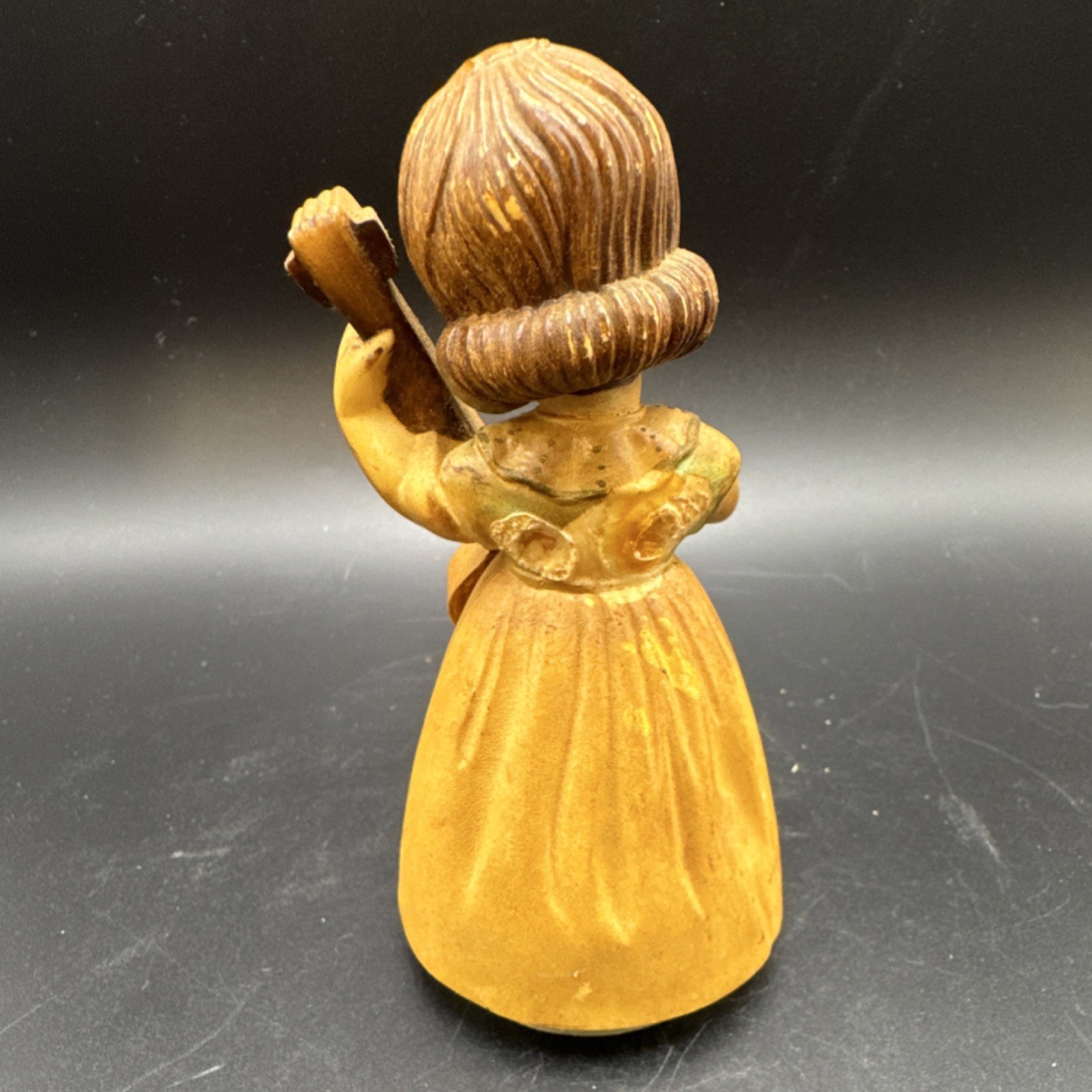 Vintage Anri Toriart Hand-Carved Wooden “Girl with Cello” Hand-Painted Figurine