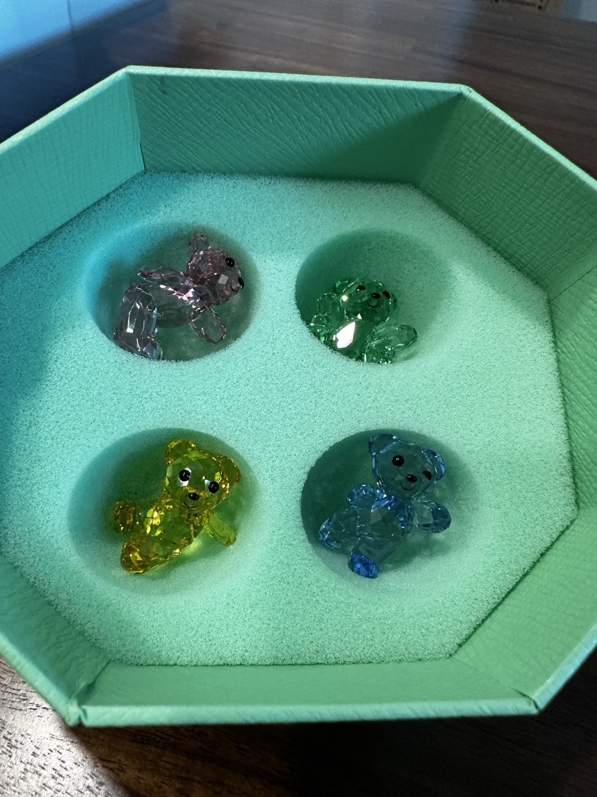 Swarovski Kris Bear 30th Anniversary Set of 4 Bears Pink Green Yellow Blue