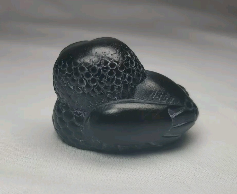 BOMA Carved Black Stone Resin OWL Made in Canada Authentic Reproduction w/ Tag