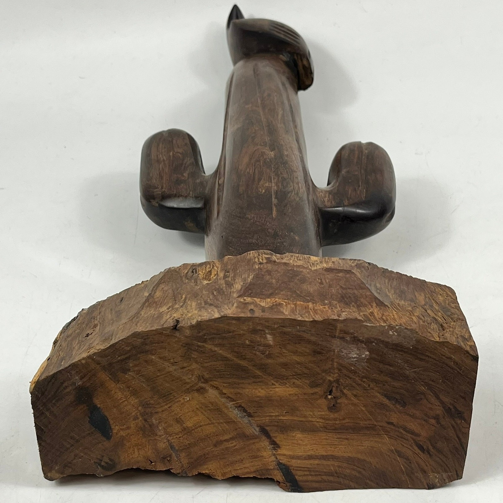 Vintage Mexican Ironwood Saguaro Cactus Bird Sculpture Hand Carved 15in Folk