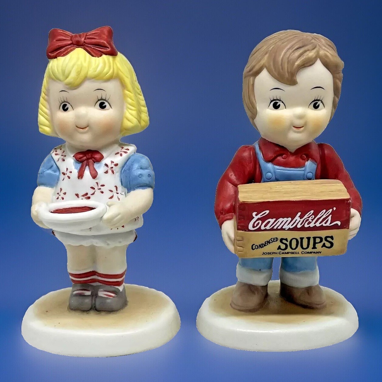 VINTAGE 1993 CAMPBELL’S SOUP KIDS BISQUE PORCELIAN FIGURINES lot of 2