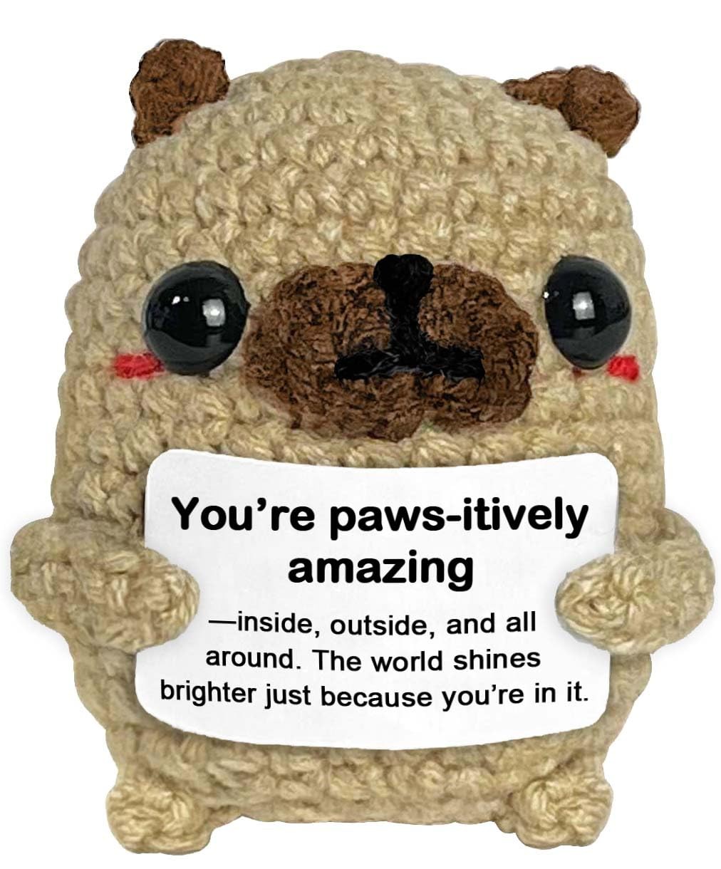 Pug Gifts for Lovers Cute Positive Animals Crochet Dog Decor Encouragement Doll