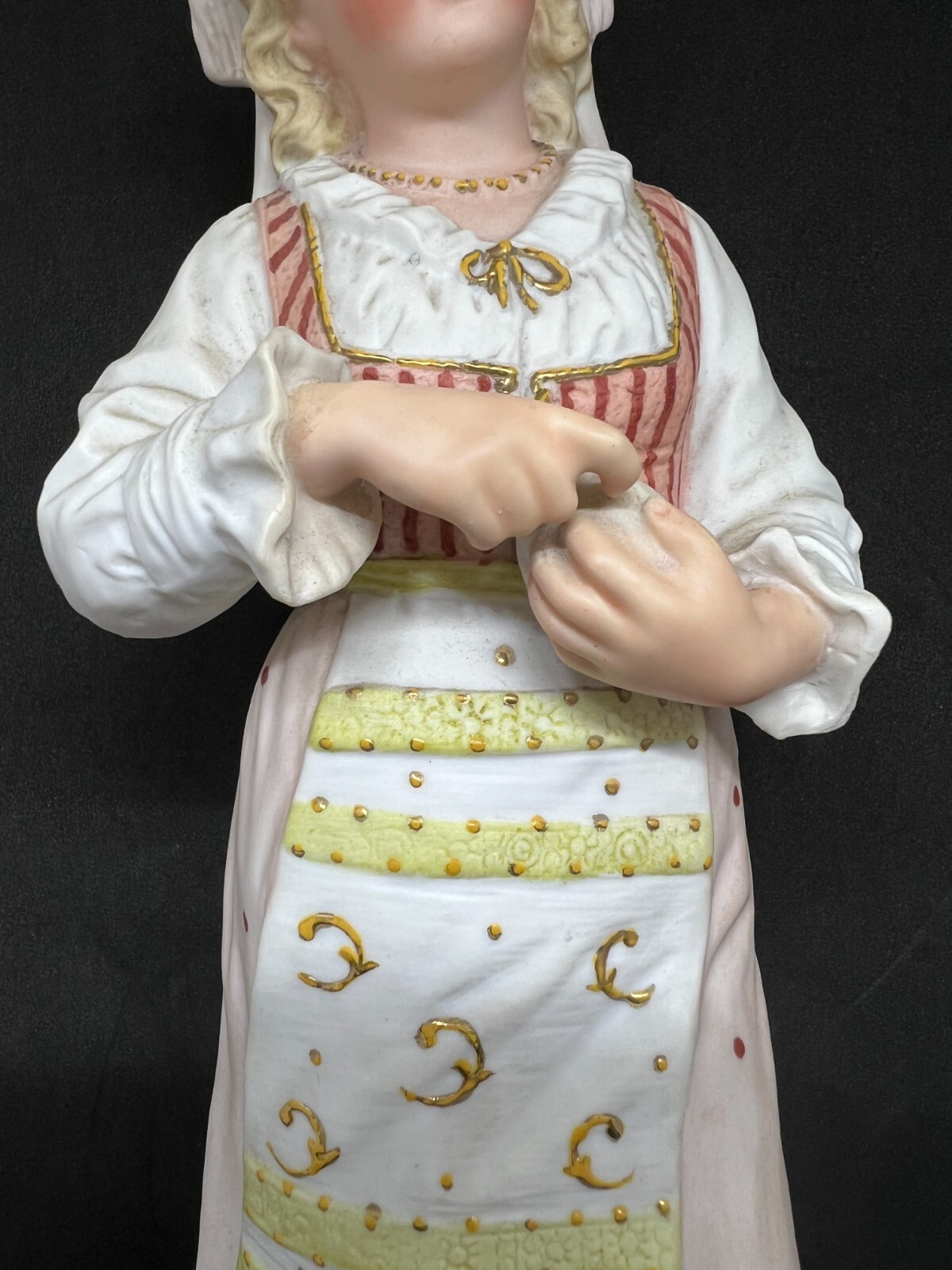 Gebruder Heubach-German Bisque-A Young Barefoot Woman Holding An Apple 12 1/2″
