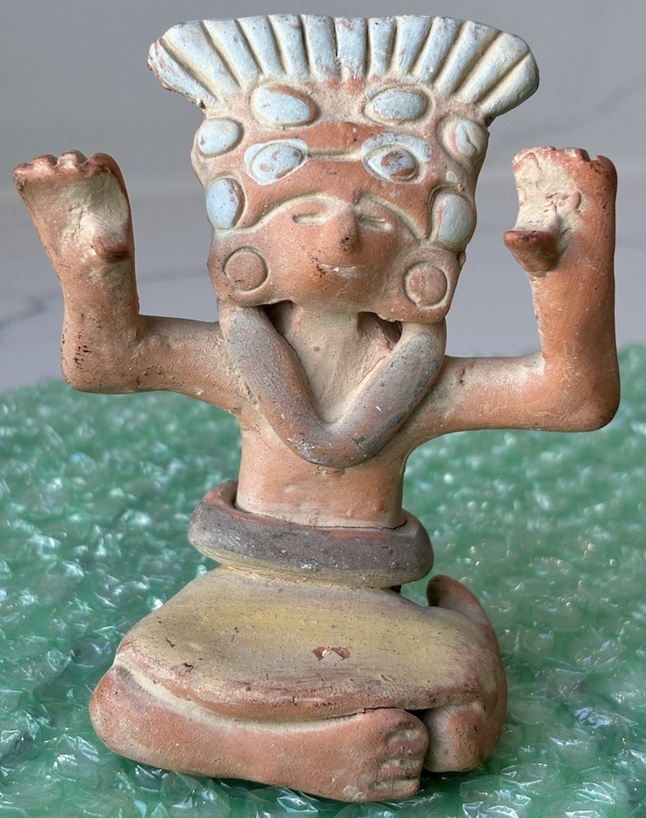 Vintage Aztec/Maya Terracotta Figurine, Mesoamerica Mexico Folk Art Decor Gifts