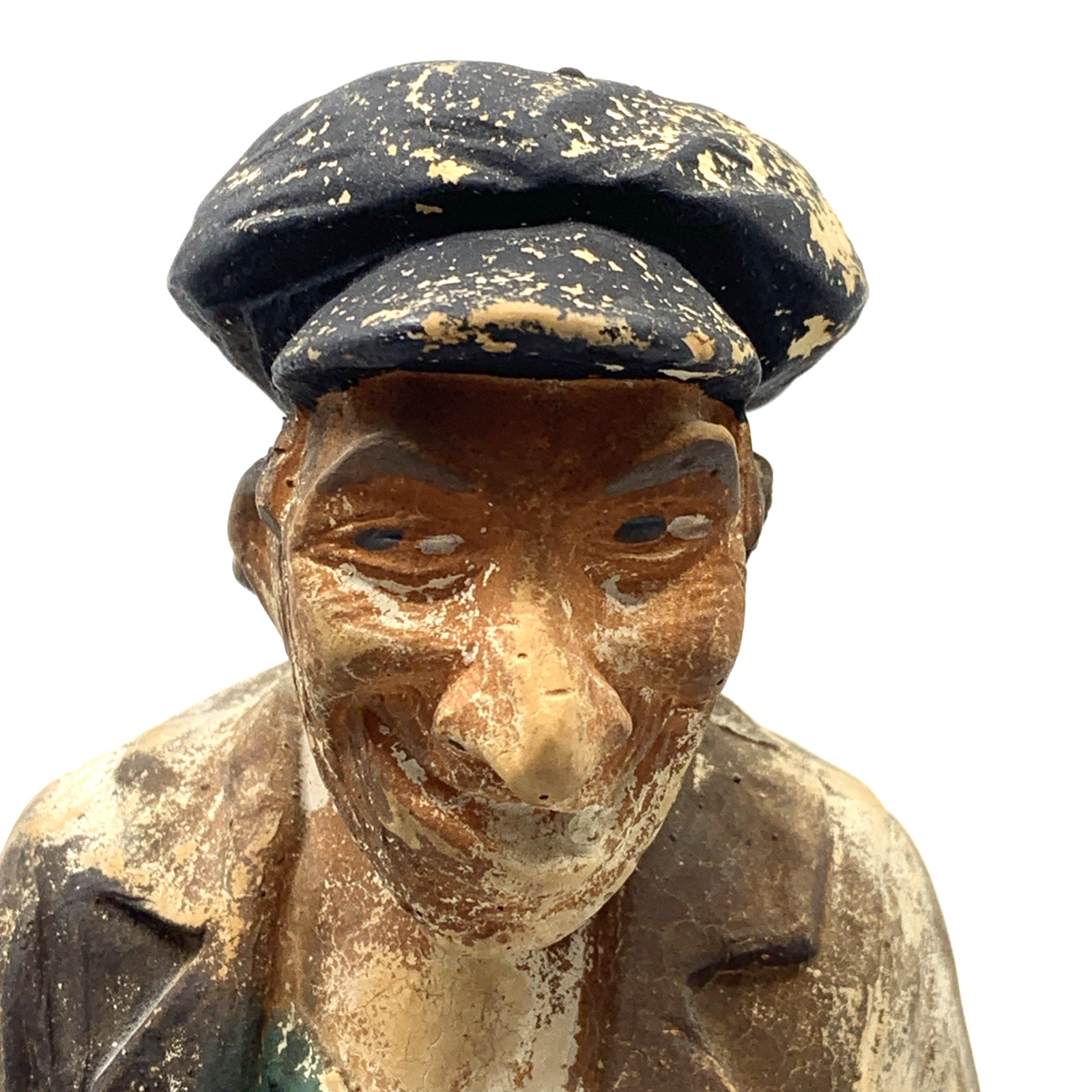 Vintage Chalkware “The Low Bidder” Folk Art Contractor Figure 11” Plaster Hollow