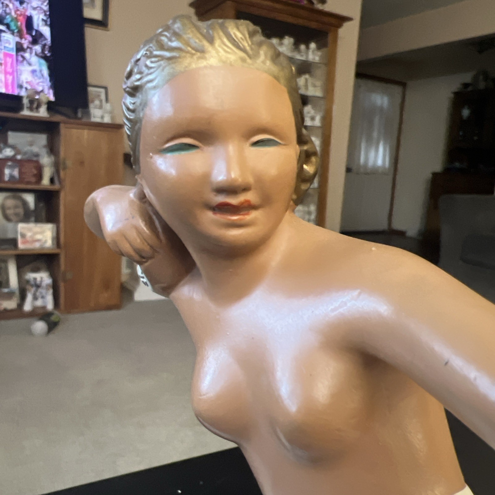 ALEXANDER BACKER Chalkware Nude Archer Art Deco Vtg GODDESS WOMAN FLOOR STATUE