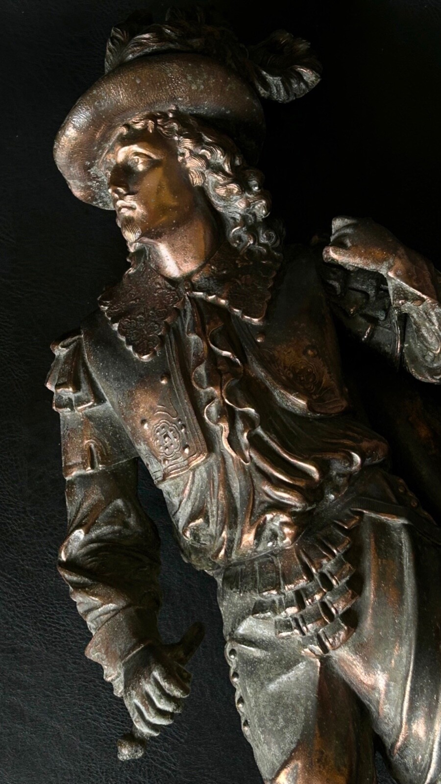Antique Bronze Statue • Jennings Brothers • JB Copper Bronze Musketeer