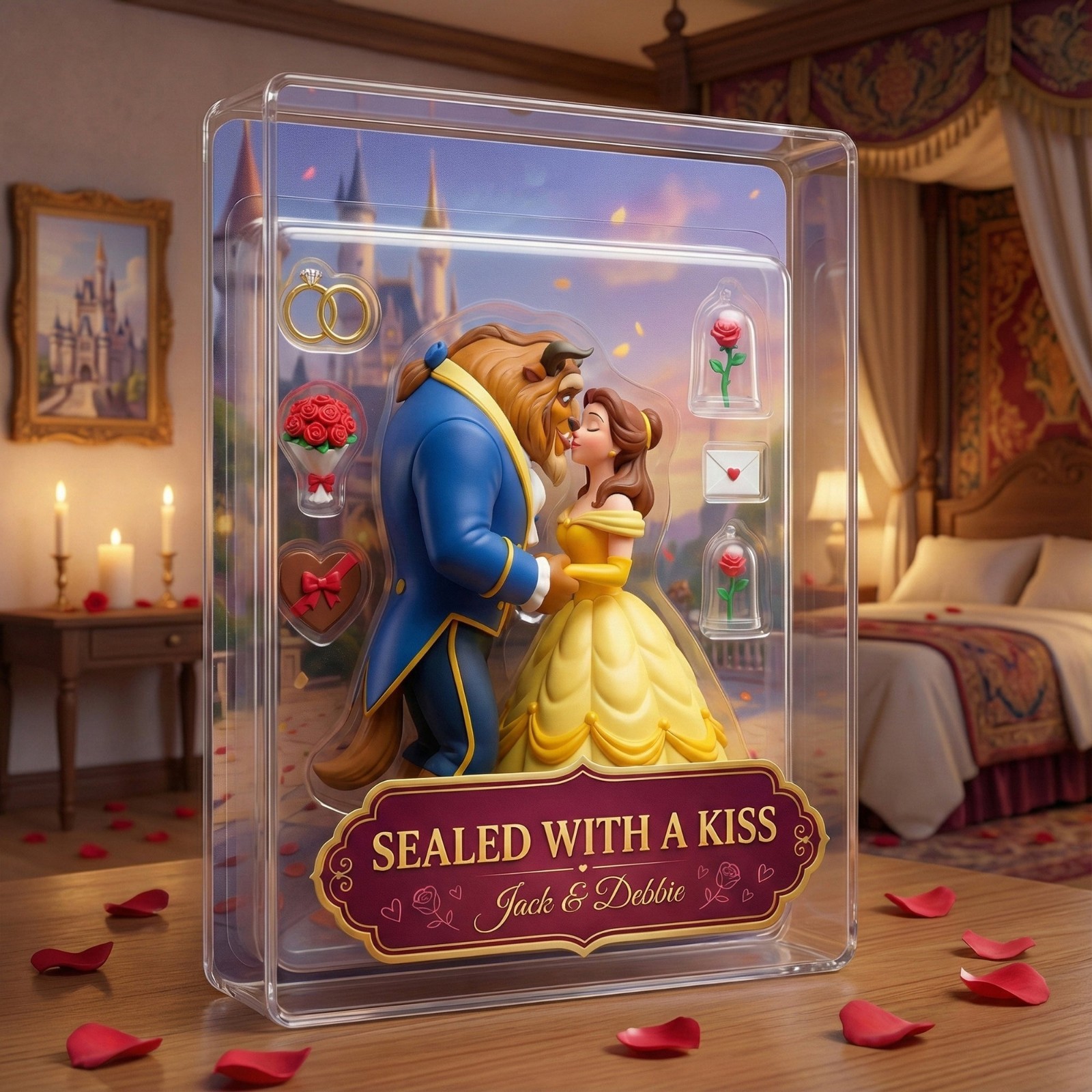 Personalized Belle Beauty And The Beast Acrylic Plaque Wooden Block Desk Decor
