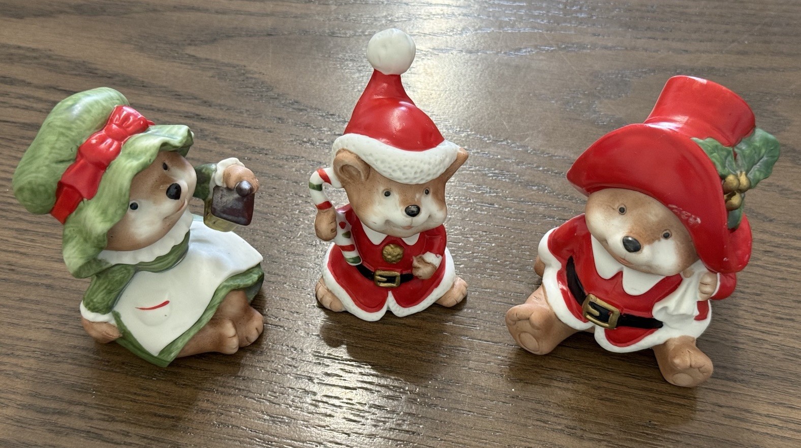 Vintage Homco Christmas Figurines Santa Family Bears (Set Of 3) Figurines #5600