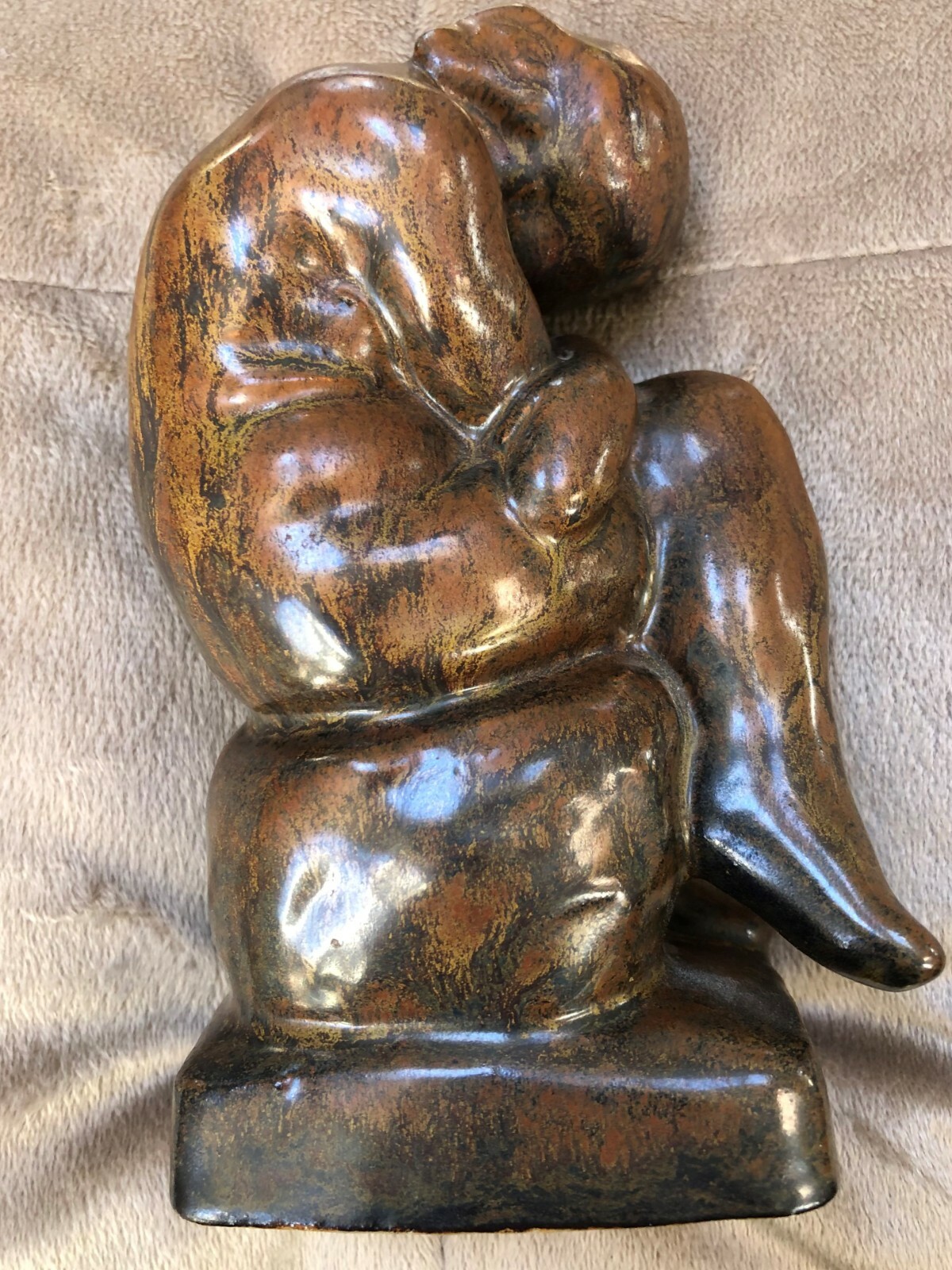 Rare Danish Ceramic/Pottery Statue of a Seated/Mourning Woman by L. Hjorth